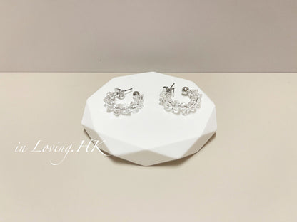 [Ready Stock] Clear Crystal Acrylic C-Hoop Earrings KR2410ER01