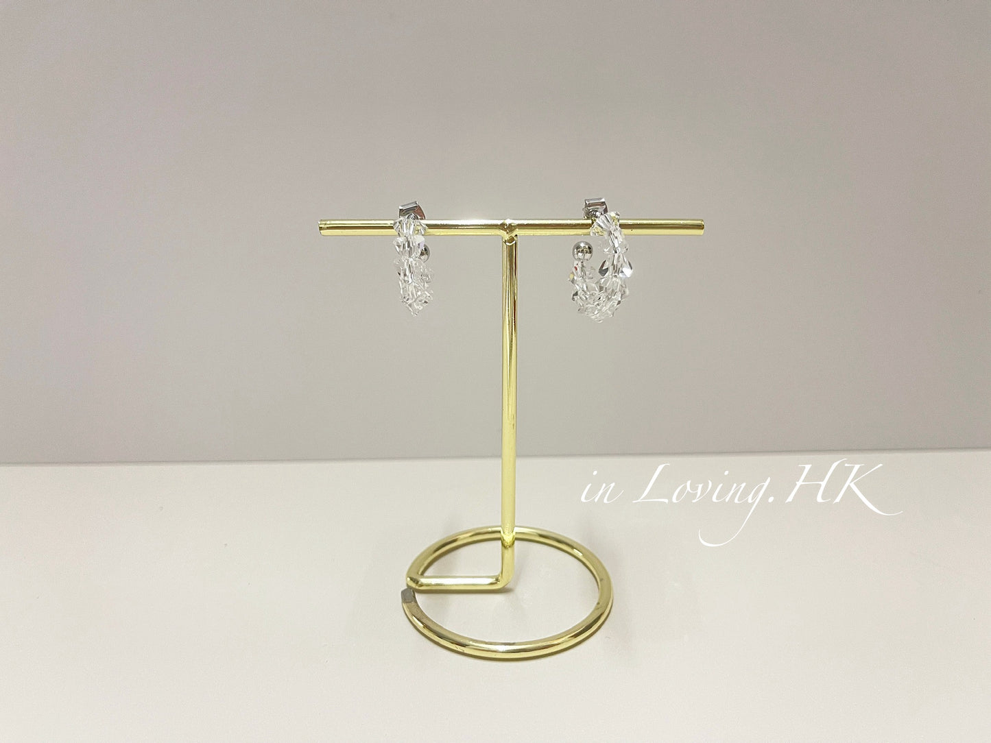 [Ready Stock] Clear Crystal Acrylic C-Hoop Earrings KR2410ER01