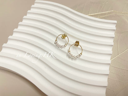 [In stock] Simple hoop pearl earrings KR2410ER03