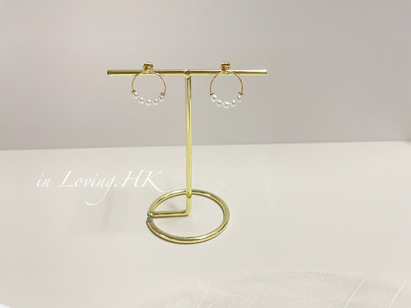 [In stock] Simple hoop pearl earrings KR2410ER03