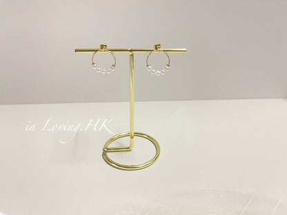 [In stock] Simple hoop pearl earrings KR2410ER03