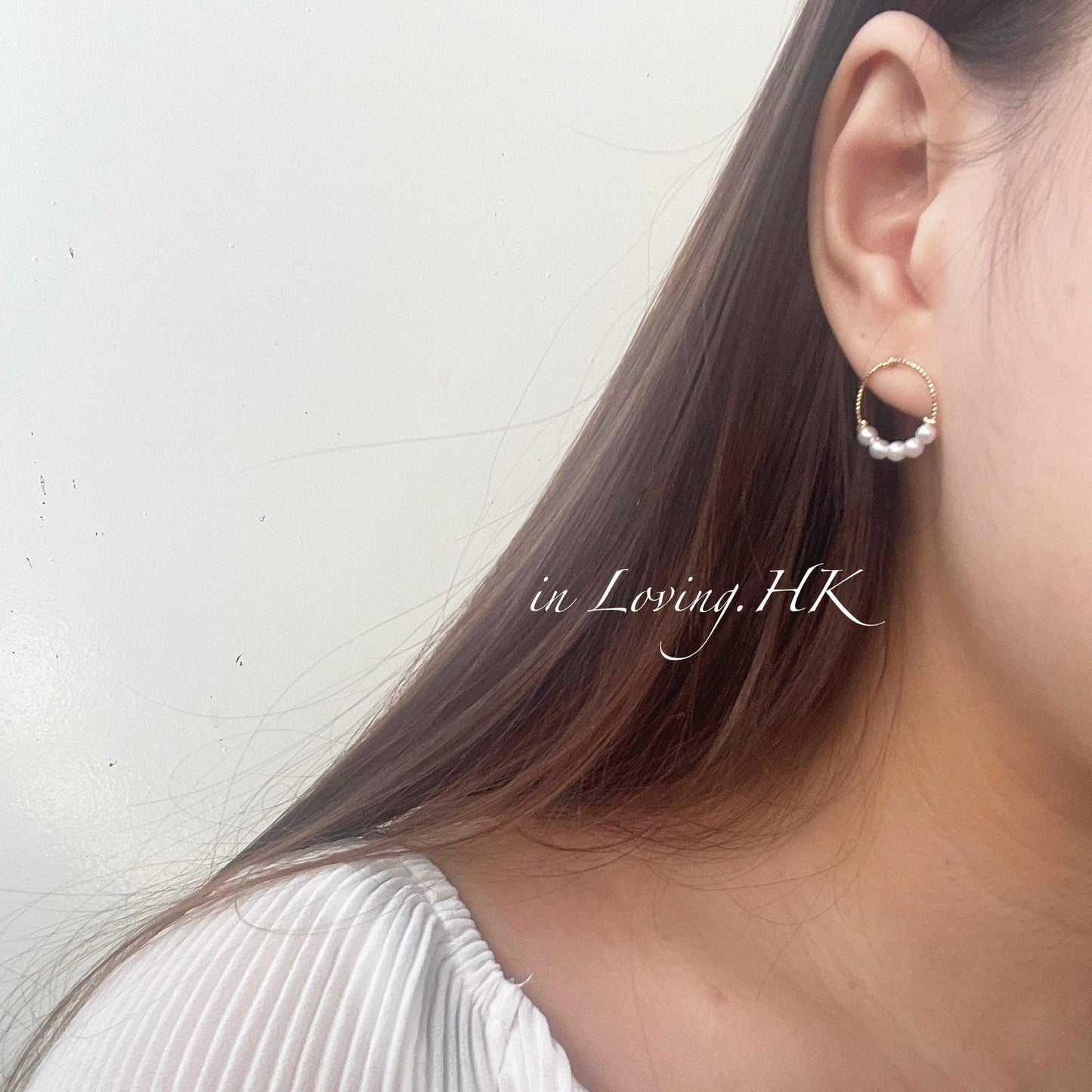 [In stock] Simple hoop pearl earrings KR2410ER03