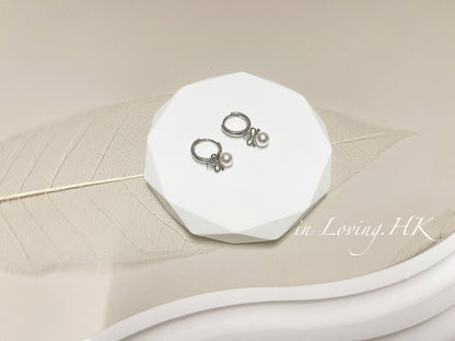 [Ready Stock] Sterling Silver Pearl Bow Earrings KR2410ER08