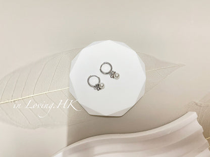 [Ready Stock] Sterling Silver Pearl Bow Earrings KR2410ER08