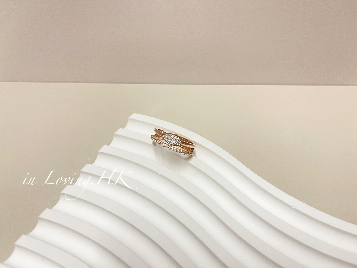 [Ready Stock] Xiaoyu double-layered diamond open ring KR2410FR01