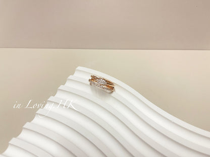 [Ready Stock] Xiaoyu double-layered diamond open ring KR2410FR01